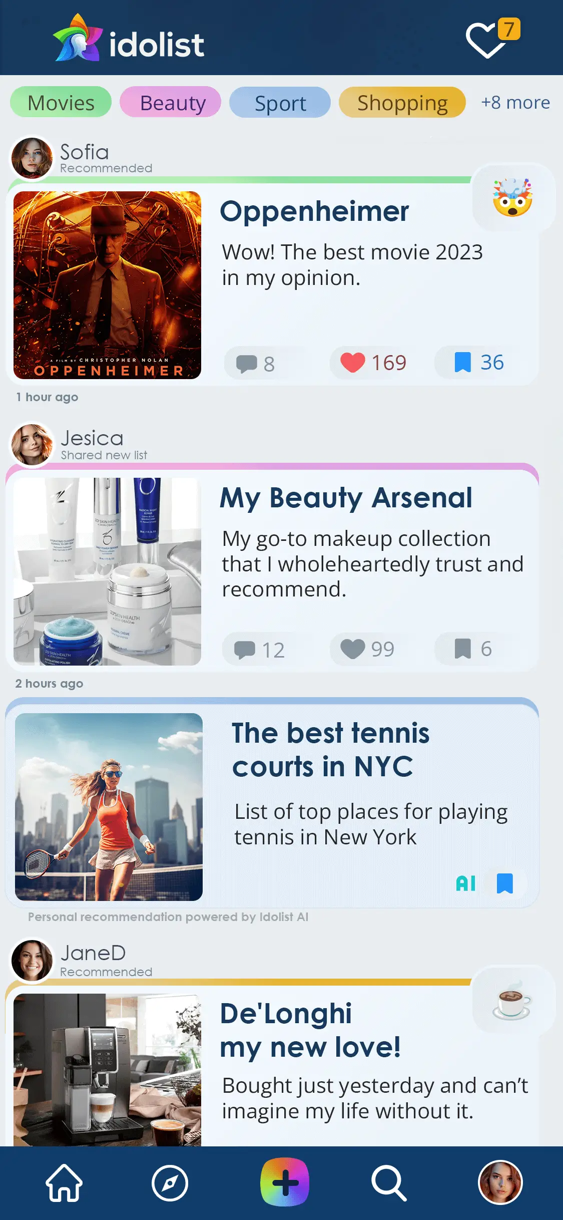 Idolist App: AI based news feed